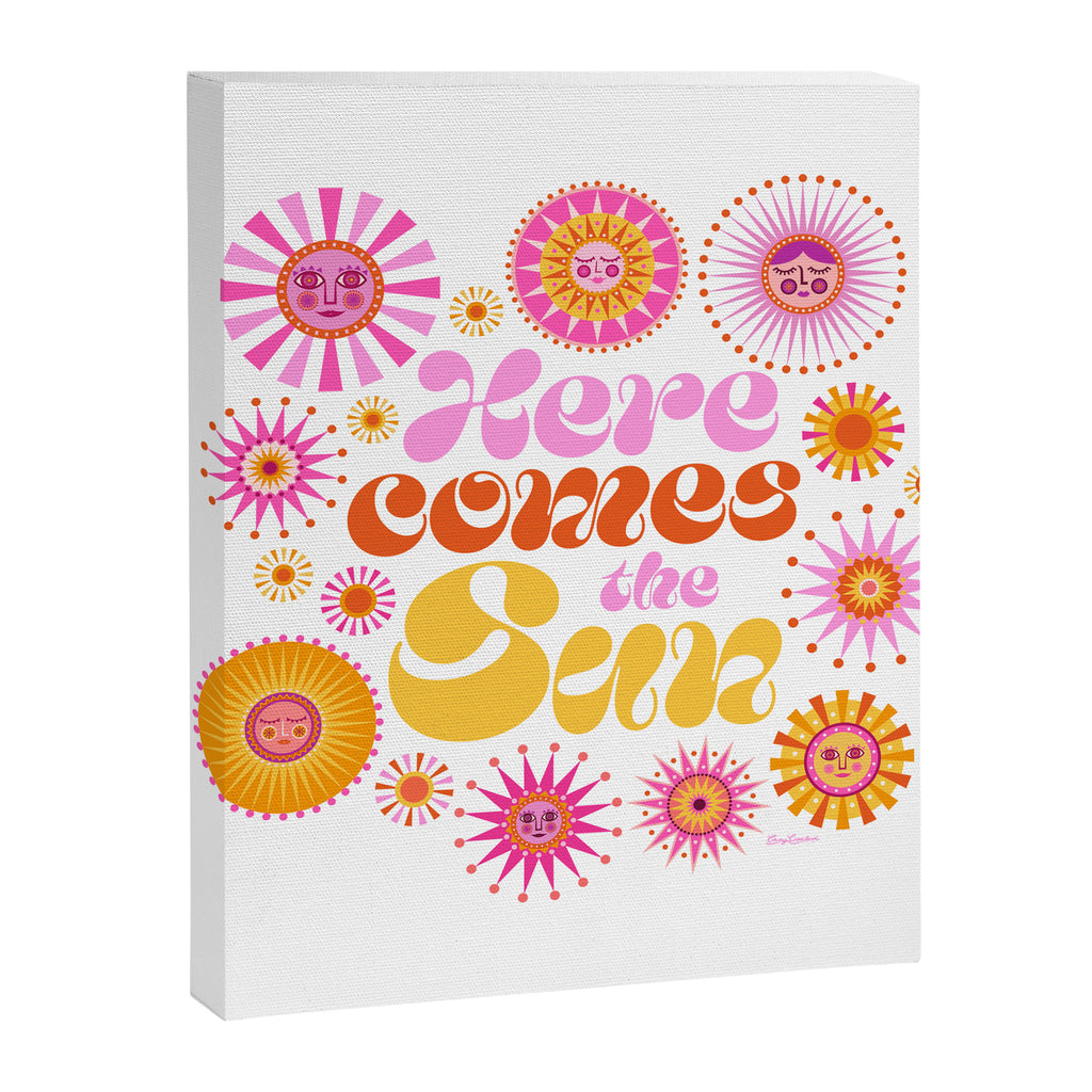 Here Comes the Sun - Pink and Yellow Canvas Print Gallery Image 8