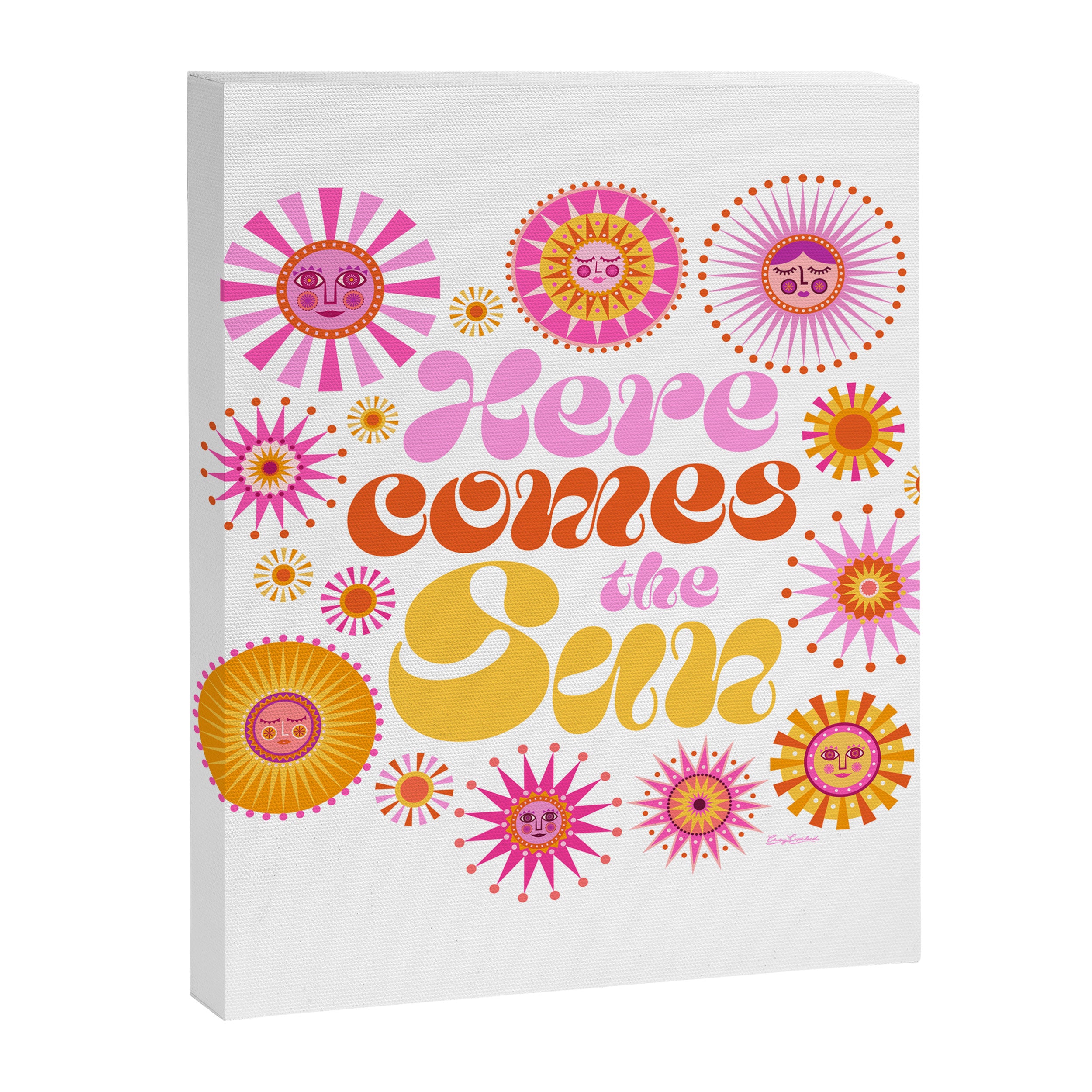 Here Comes the Sun - Pink and Yellow Canvas Print Gallery Image 8