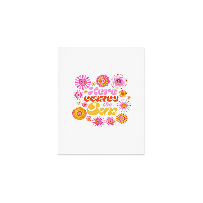 Here Comes the Sun - Pink and Yellow Art Print Gallery Image 1
