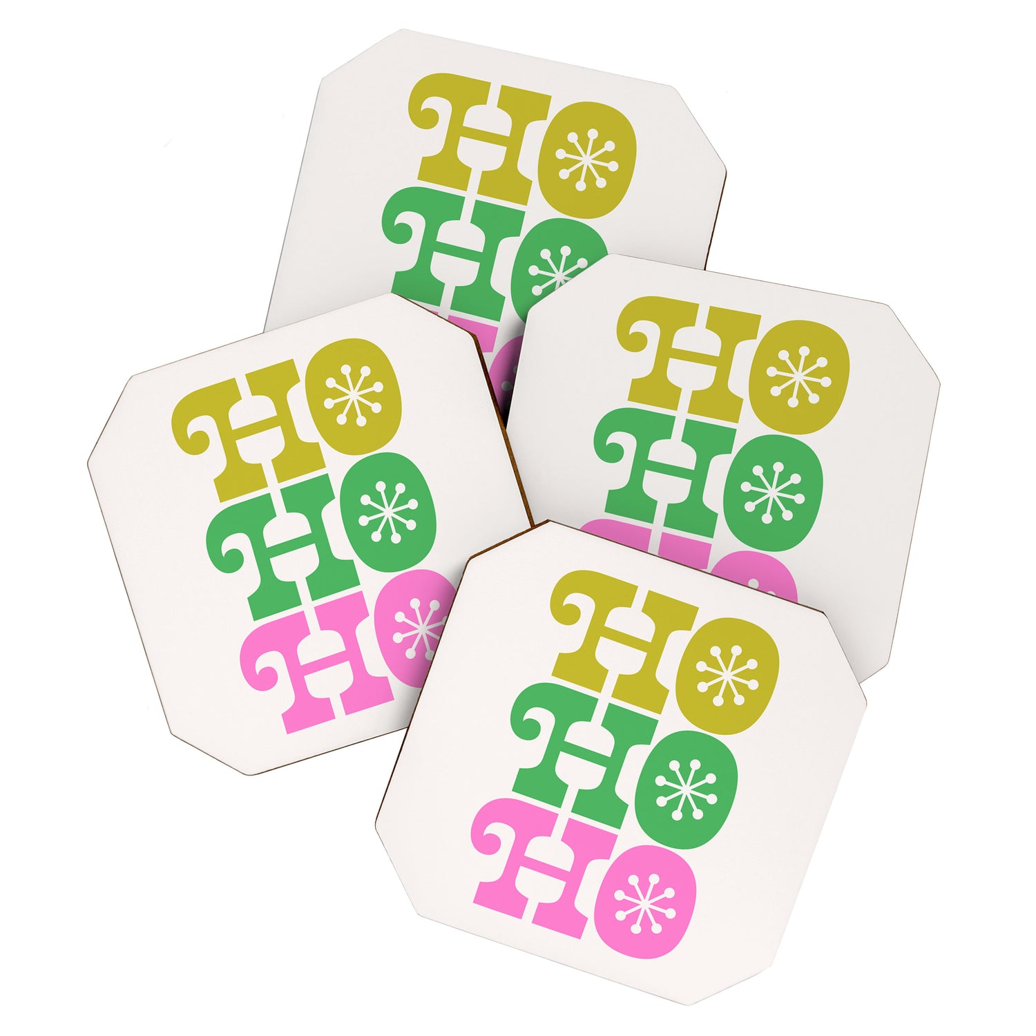 Ho Ho Ho - Pink and Green Coaster Gallery Image 1