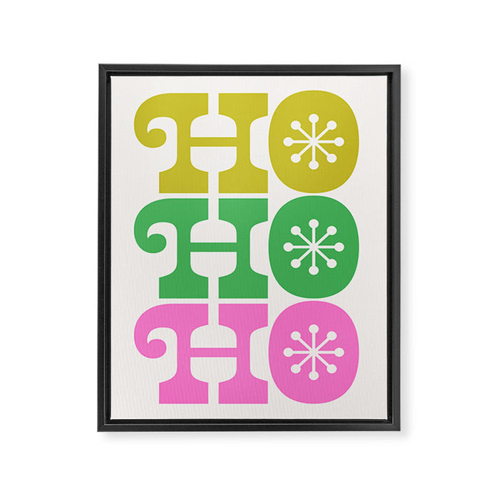 Ho Ho Ho - Pink and Green Framed Canvas Print Gallery Image 1