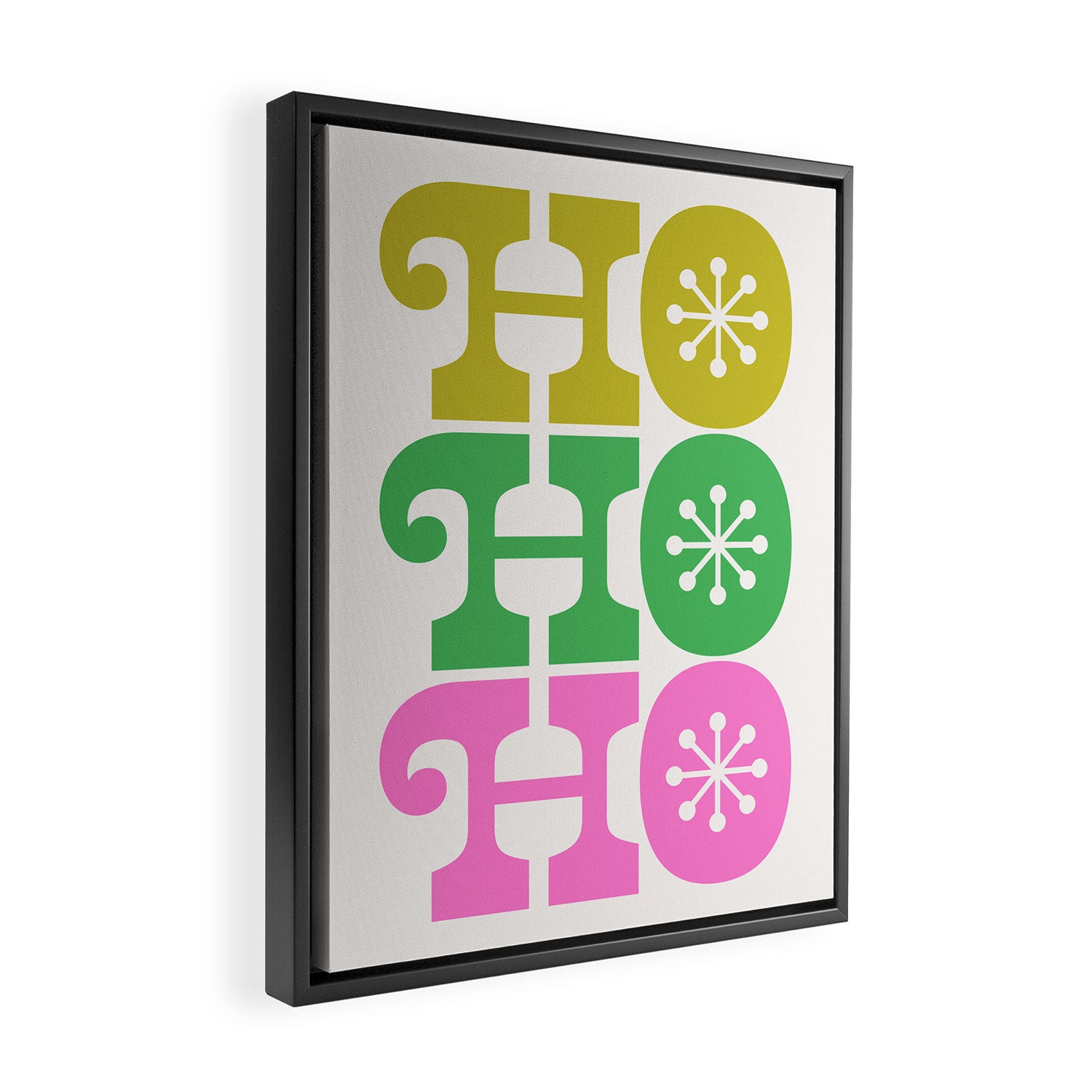 Ho Ho Ho - Pink and Green Framed Canvas Print Gallery Image 2