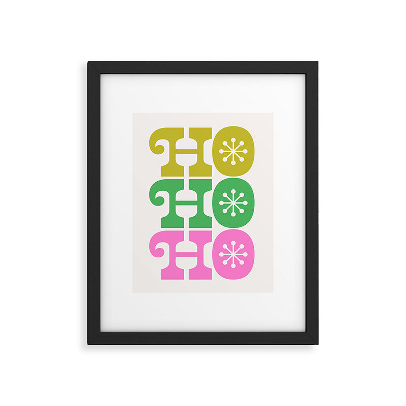 Ho Ho Ho - Pink and Green Framed Art Print Gallery Image 5