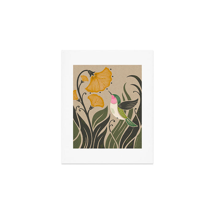 Hummingbird and Flowers Art Print Gallery Image 1