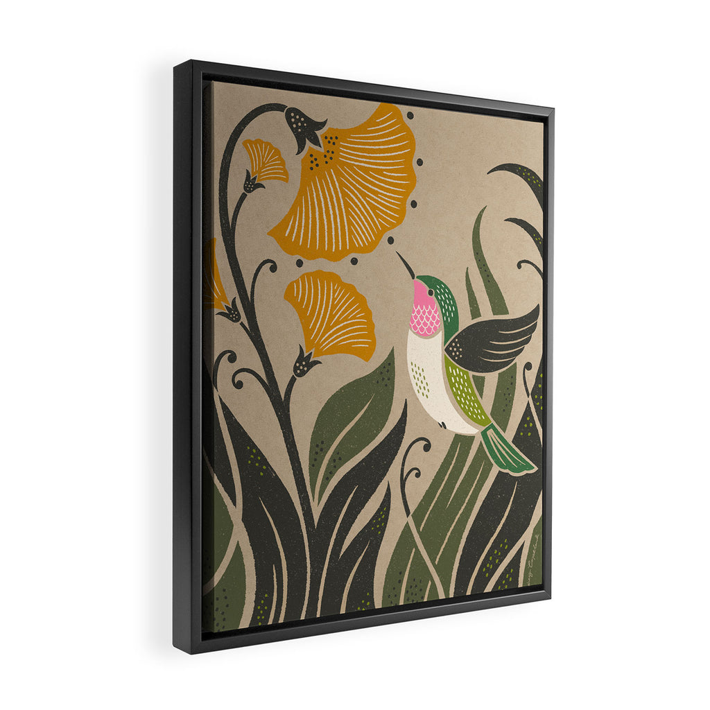Hummingbird and Flowers Framed Canvas Print Gallery Image 2