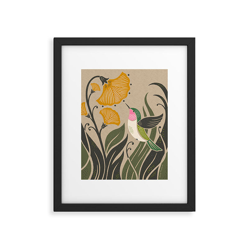 Hummingbird and Flowers Framed Art Print Gallery Image 6
