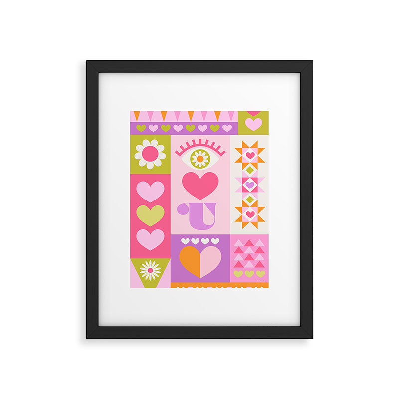 I Love You Checkerboard - Pink & Orange Framed Art Print Gallery Image 6