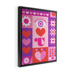 I Love You Checkerboard - Pink Red & Purple Framed Canvas Print Gallery Image 2