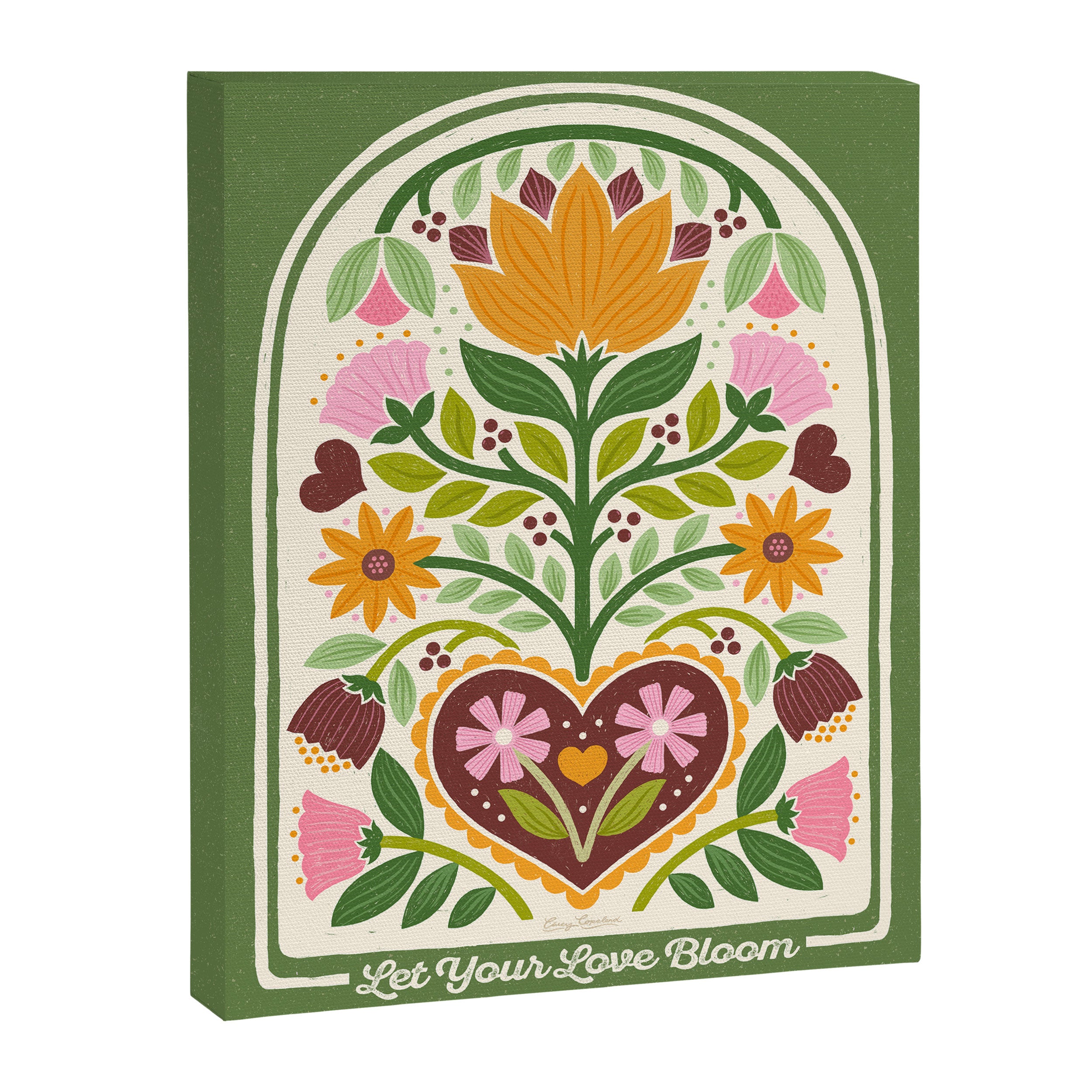 Let your Love Bloom Floral Folk Art Canvas Print Gallery Image 8