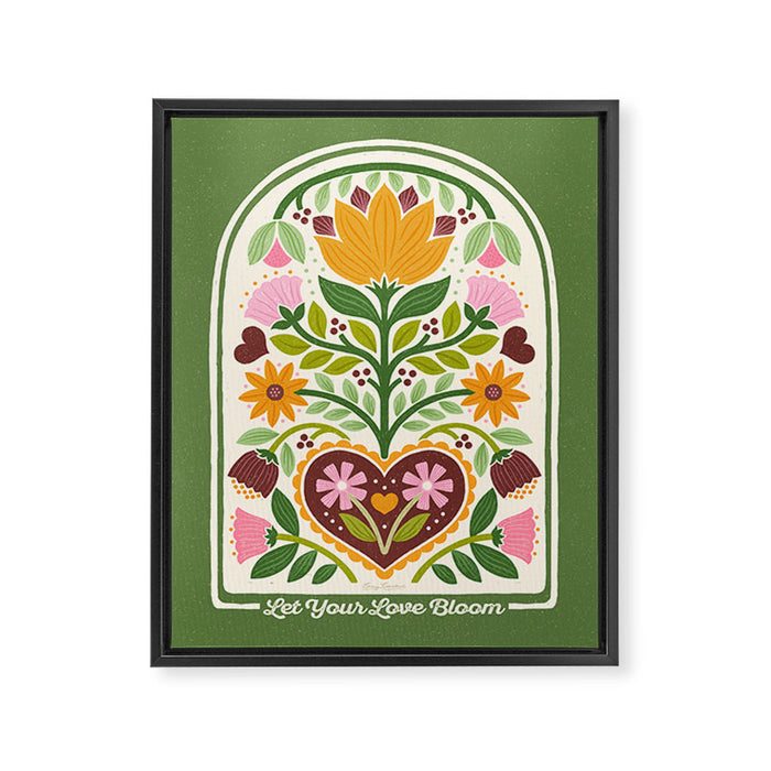 Let your Love Bloom Floral Folk Art Framed Canvas Print Gallery Image 1