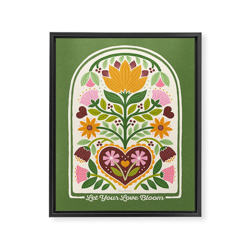 Let your Love Bloom Floral Folk Art Framed Canvas Print Gallery Image 8