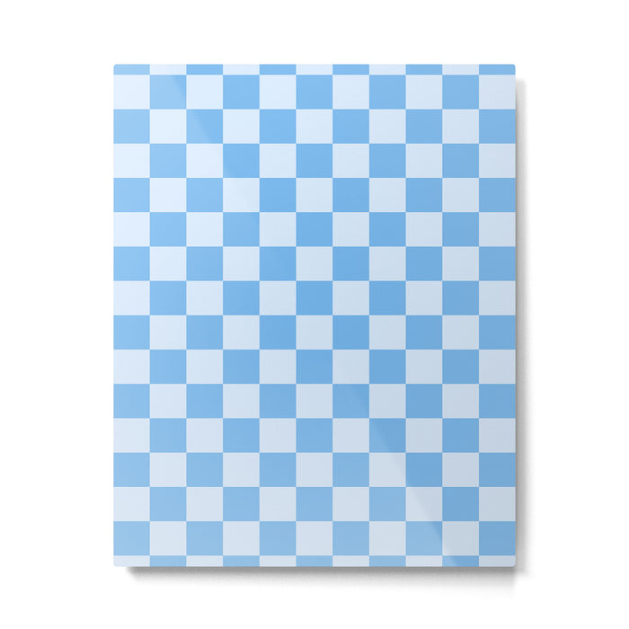 Light Blue Checks Metal Print Gallery Image 1