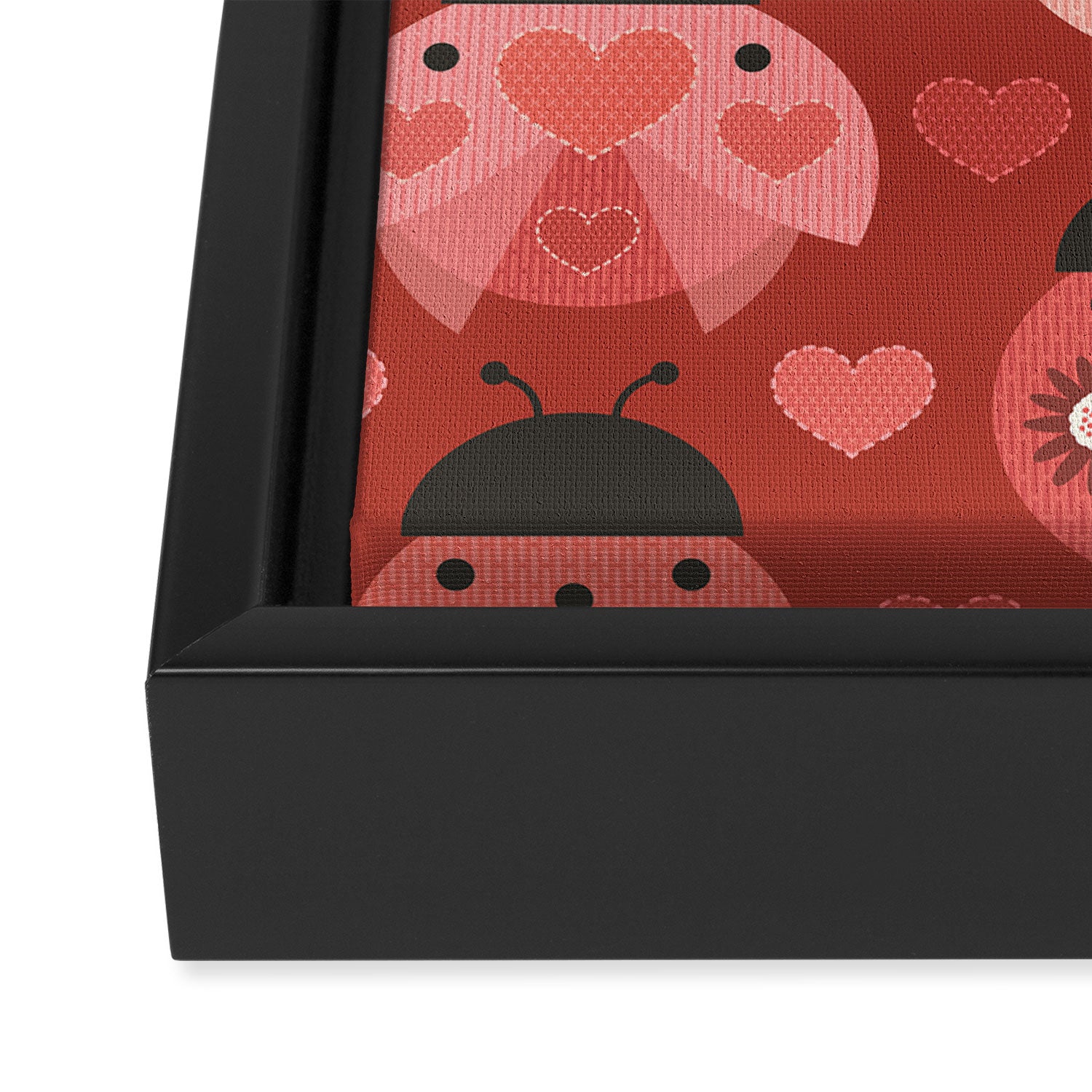 Love Bug Ladybugs - Valentines Day Colors Framed Canvas Print Gallery Image 3