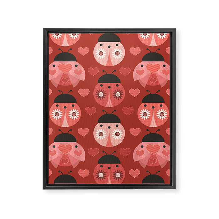 Love Bug Ladybugs - Valentines Day Colors Framed Canvas Print Gallery Image 1