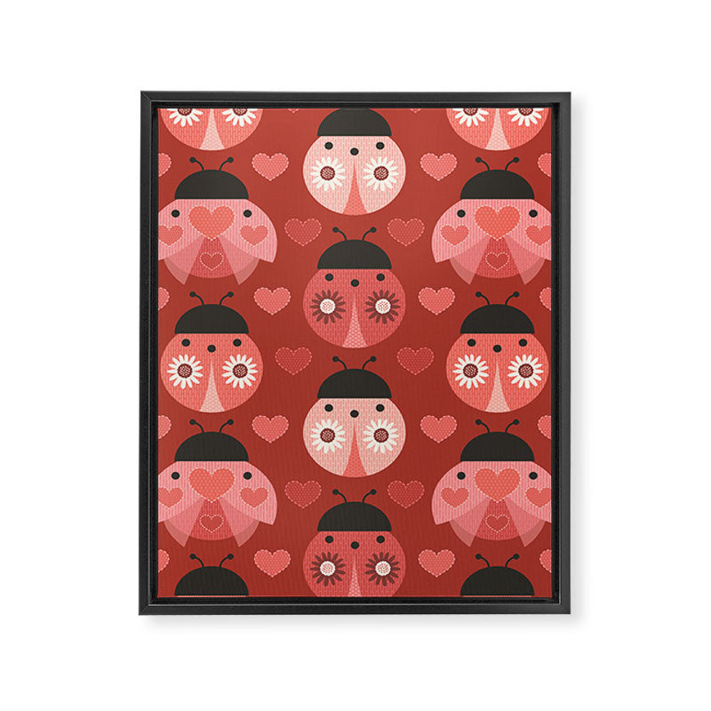 Love Bug Ladybugs - Valentines Day Colors Framed Canvas Print Gallery Image 8