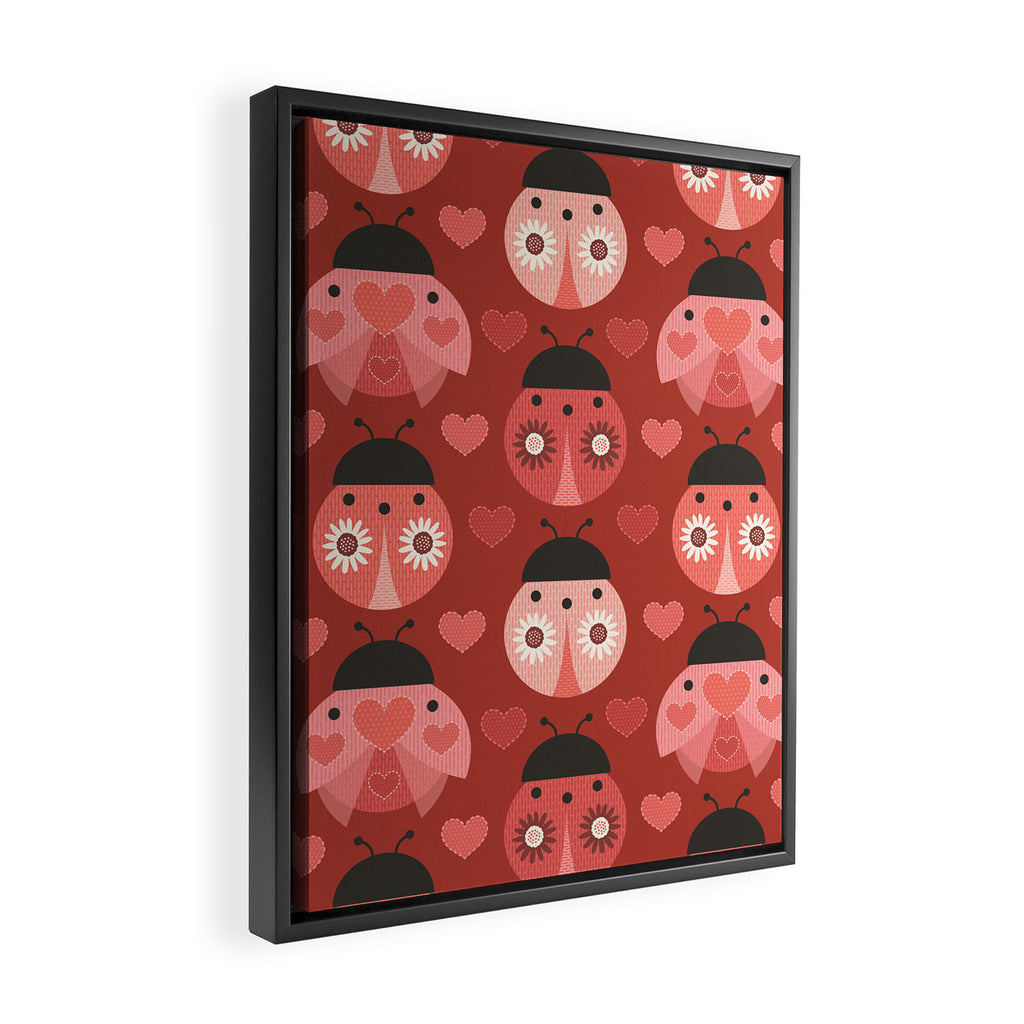 Love Bug Ladybugs - Valentines Day Colors Framed Canvas Print Gallery Image 2