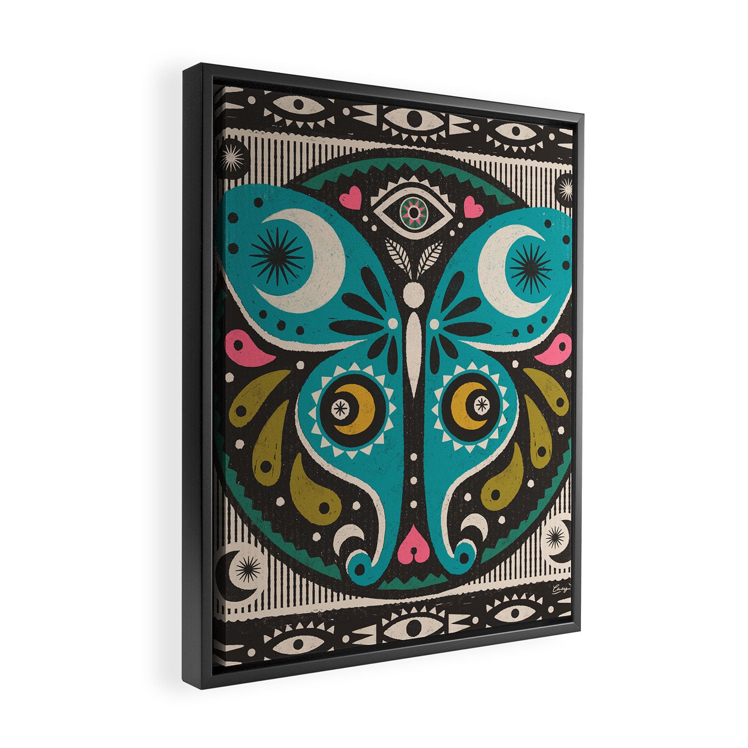 Luna Moth - Black Framed Canvas Print Gallery Image 2