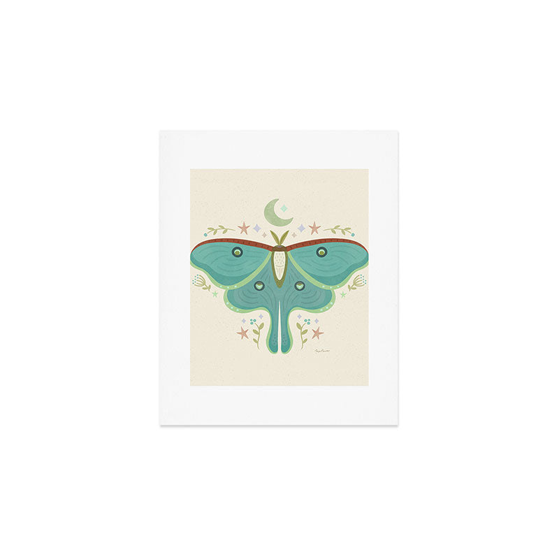 Luna Moth with Moon and Stars Art Print Gallery Image 1