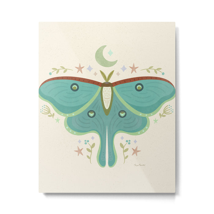 Luna Moth with Moon and Stars Metal Print Gallery Image 1