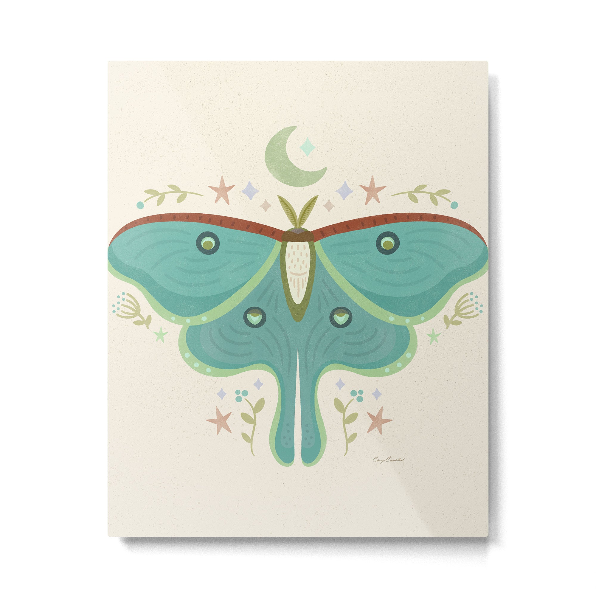 Luna Moth with Moon and Stars Metal Print Gallery Image 6
