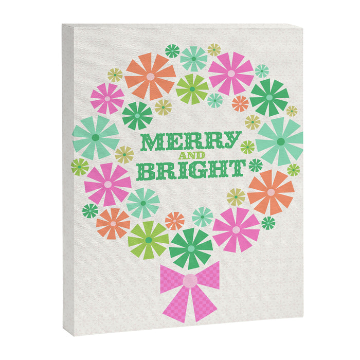 Merry and Bright Christmas Wreath Canvas Print Gallery Image 1