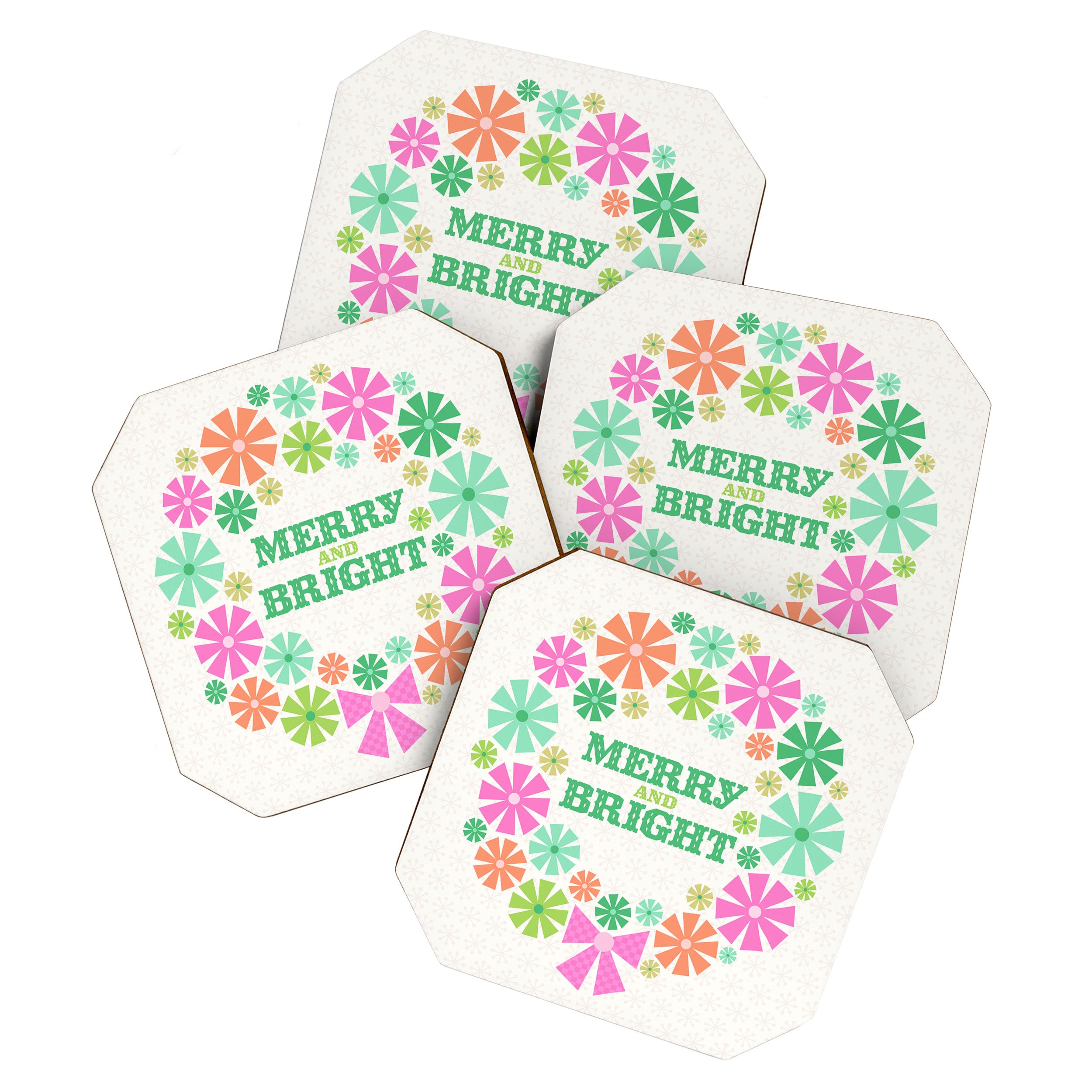 Merry and Bright Christmas Wreath Coaster Gallery Image 1