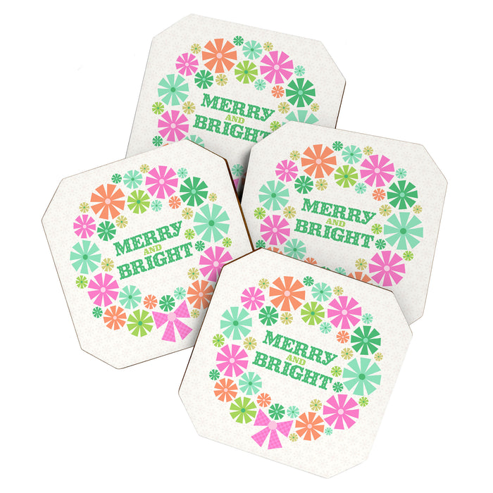 Merry and Bright Christmas Wreath Coaster Gallery Image 1