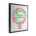 Merry and Bright Christmas Wreath Framed Canvas Print Gallery Image 2