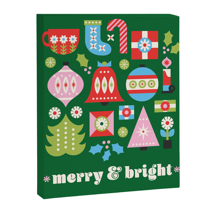 Merry & Bright Christmas | Green Canvas Print Gallery Image 1