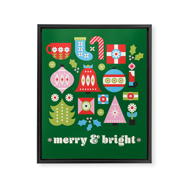 Merry & Bright Christmas | Green Framed Canvas Print Gallery Image 8