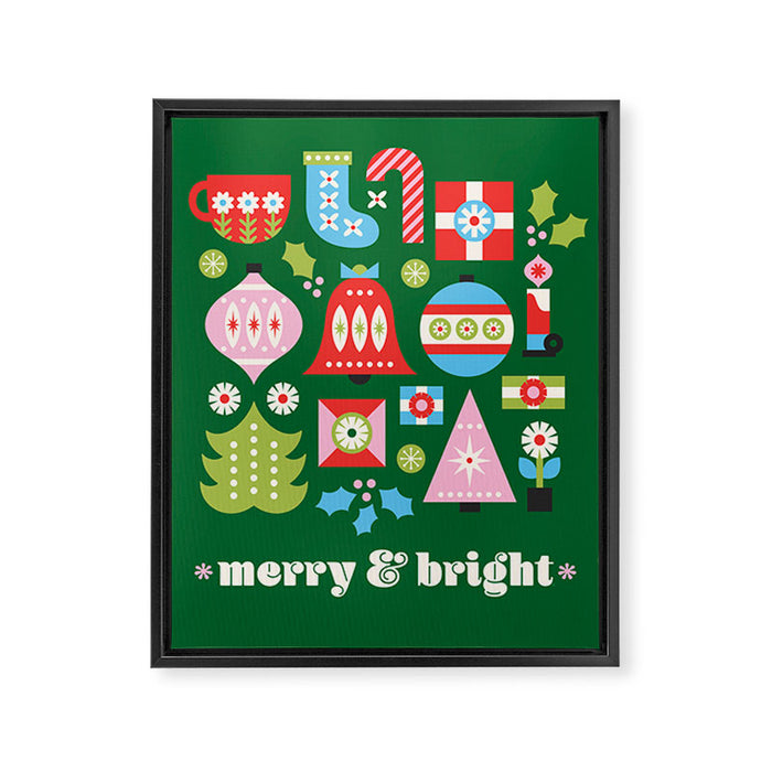 Merry & Bright Christmas | Green Framed Canvas Print Gallery Image 1