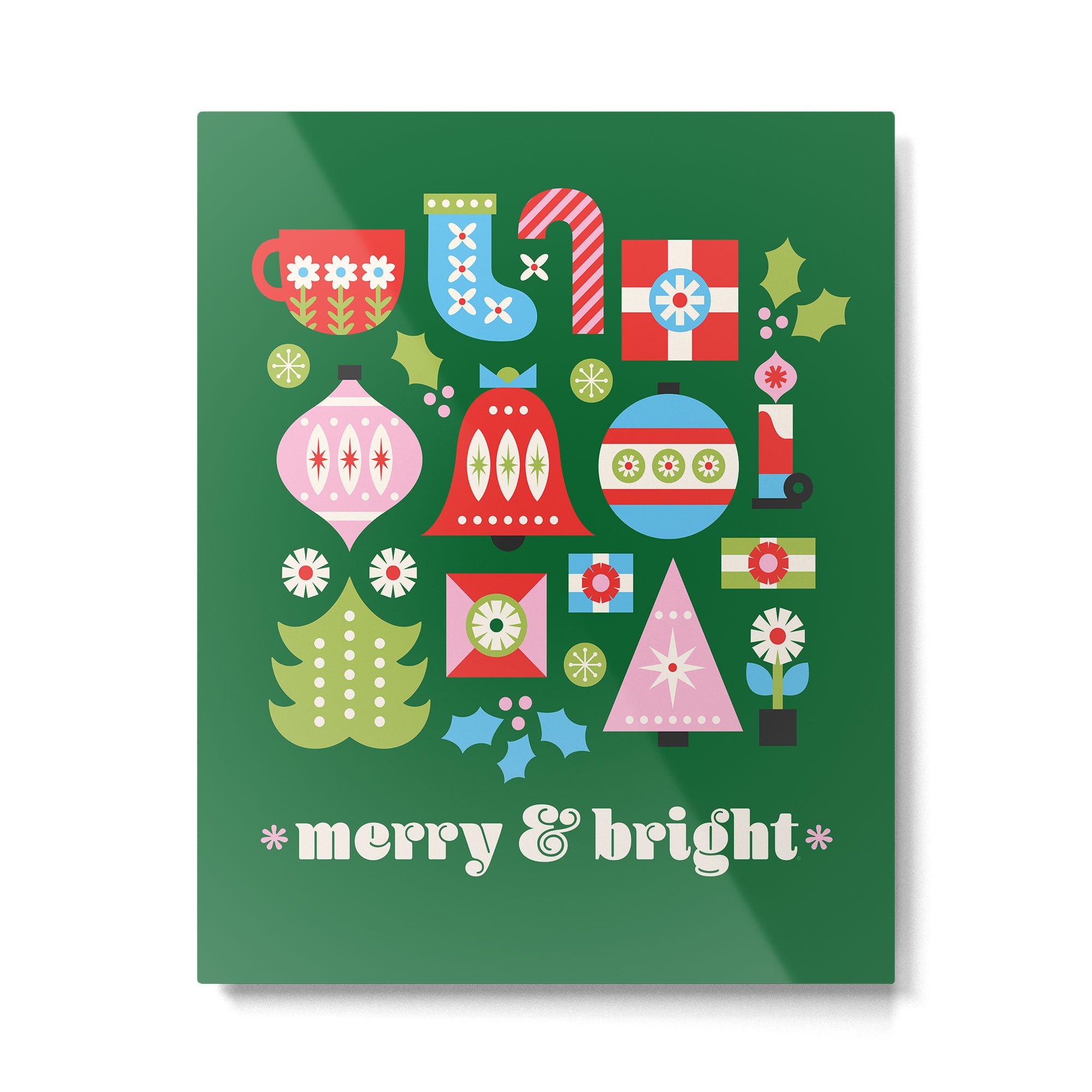 Merry & Bright Christmas | Green Metal Print Gallery Image 6