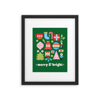 Merry & Bright Christmas | Green Framed Art Print Gallery Image 6