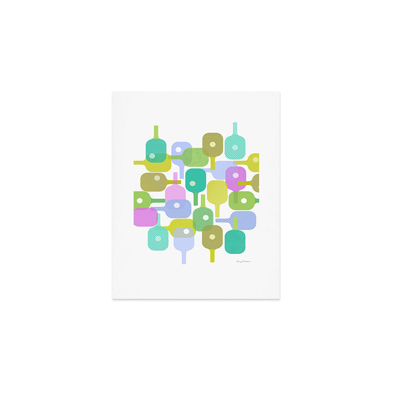 Mid Century Abstract Pickleball Shapes Art Print Gallery Image 1