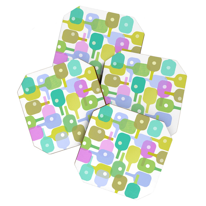 Mid Century Abstract Pickleball Shapes Coaster Gallery Image 1