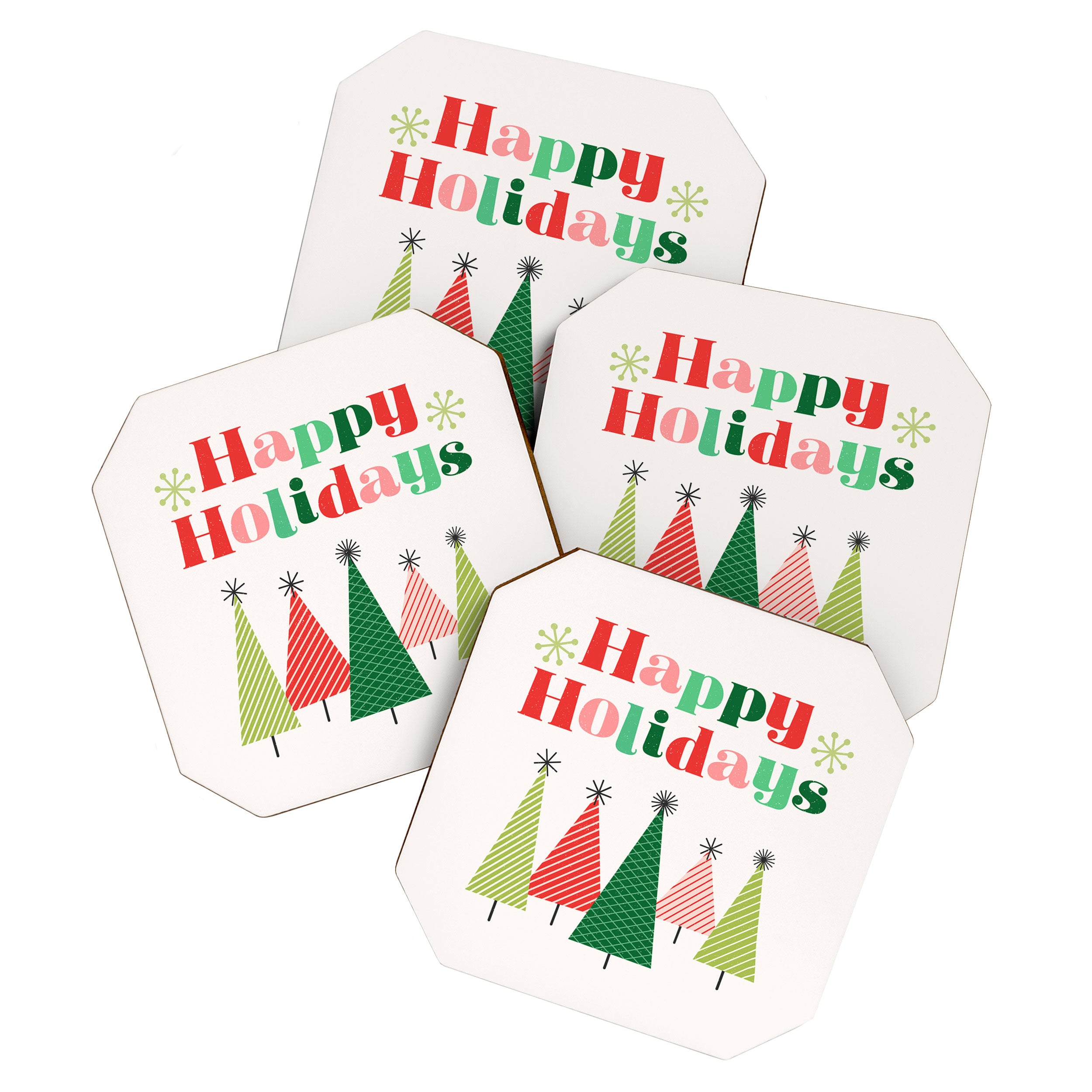 Mid Century Happy Holidays Coaster Gallery Image 1