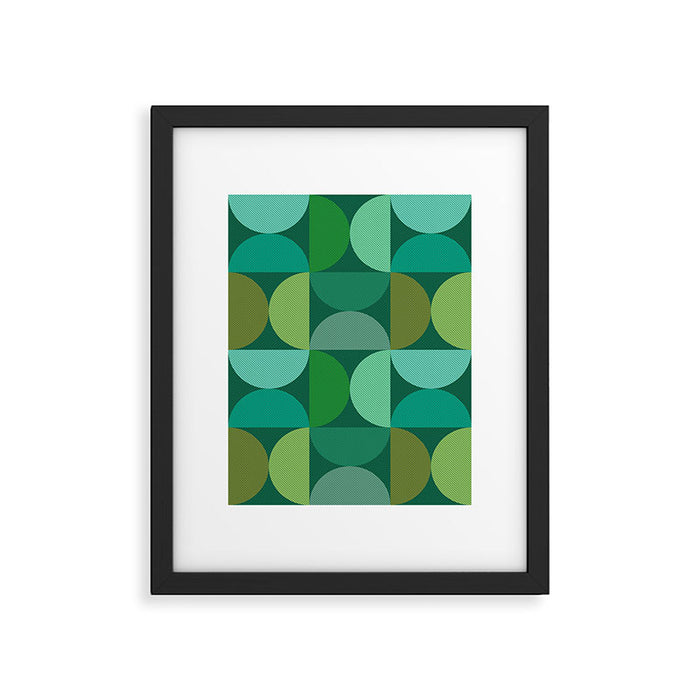 Mid Century Modern Shapes - Green Framed Art Print Gallery Image 1