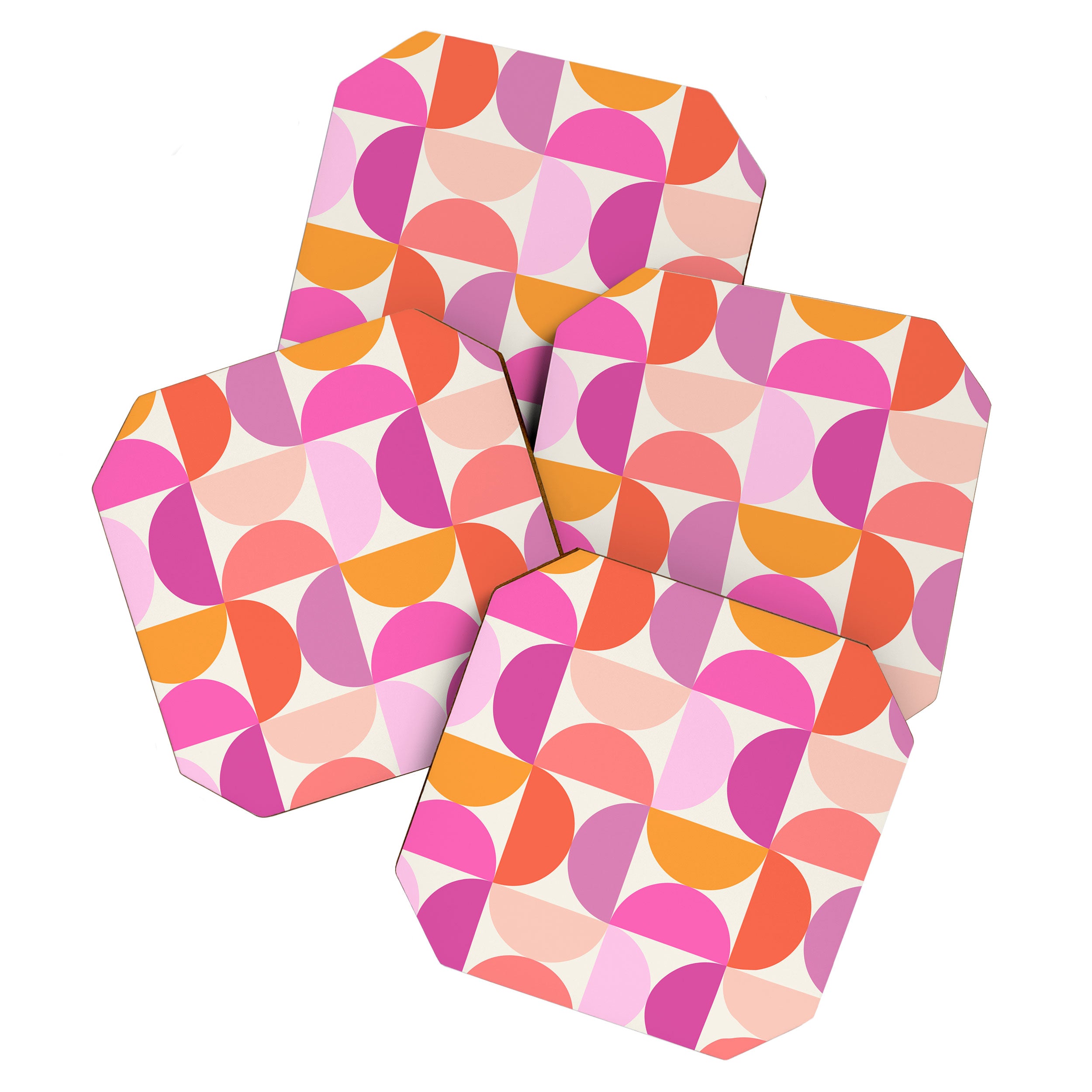 Mid Century Modern Shapes - Pink Coaster Gallery Image 1