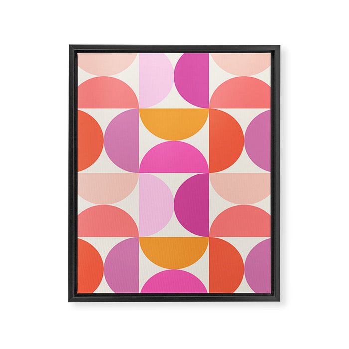 Mid Century Modern Shapes - Pink Framed Canvas Print Gallery Image 1