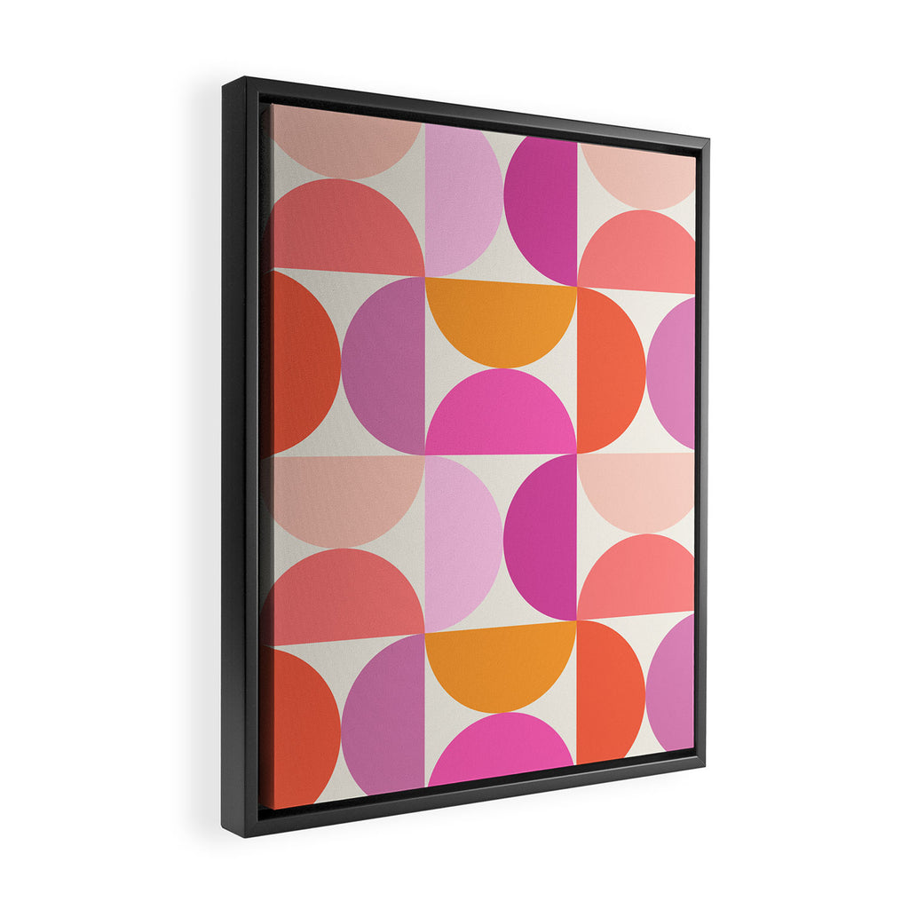 Mid Century Modern Shapes - Pink Framed Canvas Print Gallery Image 2
