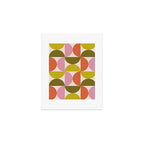 Mid Century Modern Shapes - Pink, Olive Green & Orange Art Print Gallery Image 1