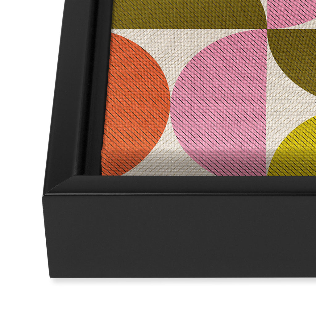 Mid Century Modern Shapes - Pink, Olive Green & Orange Framed Canvas Print Gallery Image 3