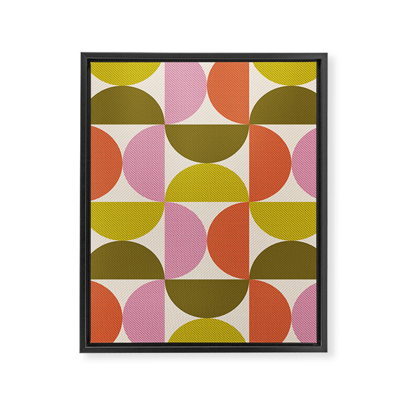 Mid Century Modern Shapes - Pink, Olive Green & Orange Framed Canvas Print Gallery Image 8