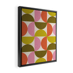 Mid Century Modern Shapes - Pink, Olive Green & Orange Framed Canvas Print Gallery Image 2