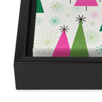 Mid-Century Modern Christmas Trees - Pink and Green Framed Canvas Print Gallery Image 3