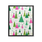 Mid-Century Modern Christmas Trees - Pink and Green Framed Canvas Print Gallery Image 8