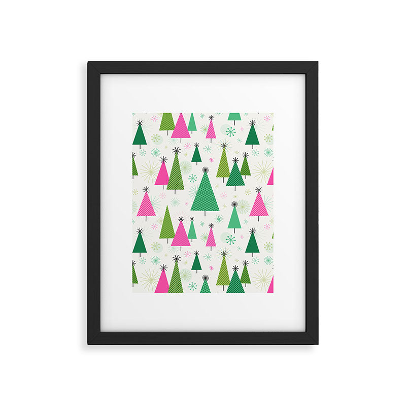 Mid-Century Modern Christmas Trees - Pink and Green Framed Art Print Gallery Image 6
