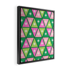 Mid-Century Modern Geometric Christmas Triangles - Green and Pink Framed Canvas Print Gallery Image 2