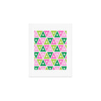 Mid-Century Modern Geometric Christmas Triangles - Green Pink White Art Print Gallery Image 1
