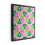 Mid-Century Modern Geometric Christmas Triangles - Green Pink White Framed Canvas Print Gallery Image 2